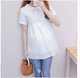 New maternity pure cotton shirt mid-length doll collar short-sleeved shirt summer maternity top loose white shirt