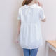 New maternity pure cotton shirt mid-length doll collar short-sleeved shirt summer maternity top loose white shirt