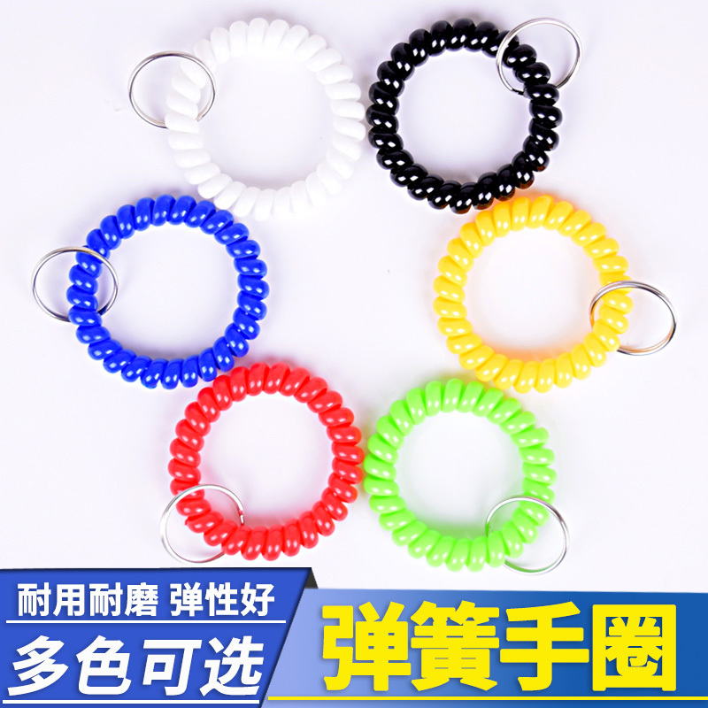 Plastic Spring Coil Rope Bathroom Storage Phone Cord Keychain Tag Number Plate Anti-Lost Wristband Hand Ring Hair Tie Headband
