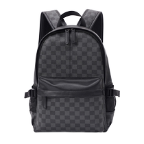 Backpack mens trendy European and American fashion plaid travel backpack trendy versatile leather schoolbag computer bag for boys