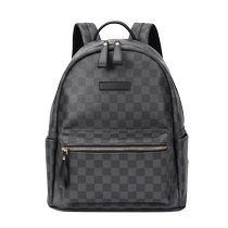 Backpack mens bag trendy brand classic leather plaid backpack trendy street fashion Korean version student school bag computer bag