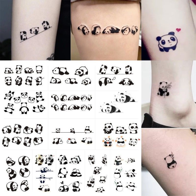 Cartoon Cute Panda Tattoo Stickers Waterproof and Long-Lasting Couple Stickers for Men and Women Personalized Stickers ins Style Arm and Ankle