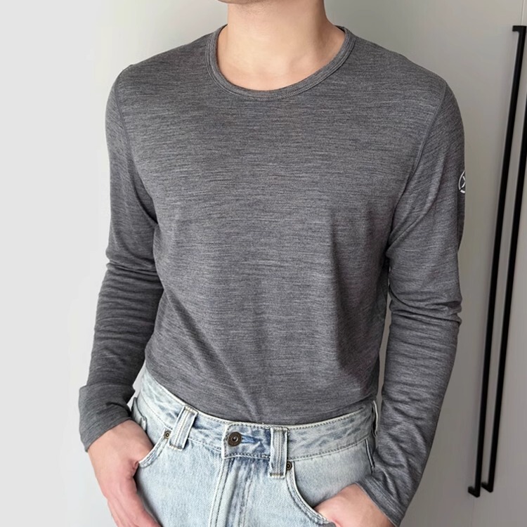 Kroceus Earth Scientist Men's Ultra-Fine 100% Merino Wool Underwear Merino Antibacterial Thermal Top