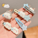 Милая синяя заколка для волос, челка, заколка-крабик, аксессуар для волос, шпильки для волос