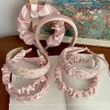 Розовый летний ободок, универсальные шпильки для волос для умывания, аксессуар для волос для выхода на улицу, французский стиль, цветочный принт, популярно в интернете