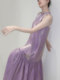 Ruonong Round Dance Series Streaming Lilac Fairy Mermaid Sleeveless French Lace Strap Holiday Long Dress