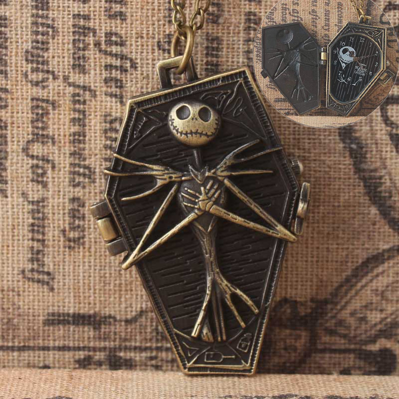 Devil Chain Relief Ghost Head Pocket Watch European and American Animation Halloween Christmas Horror Night Skeleton Jack Devil Chain Relief Ghost Head Pocket Watch European and American Animation Halloween Christmas Horror Night Skeleton Jack