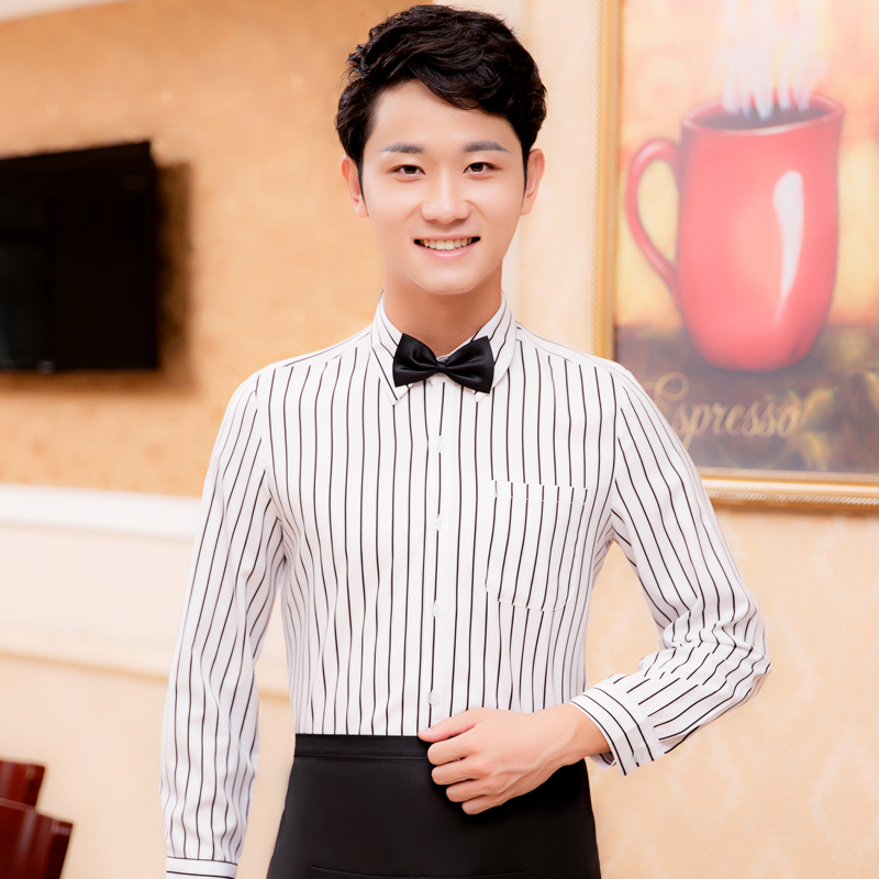 quần áo công việc Waiter của ngắn tay của nam giới và phụ nữ đồng phục khách sạn Tây nhà hàng cafe ăn uống áo sữa quán trà quần áo làm việc