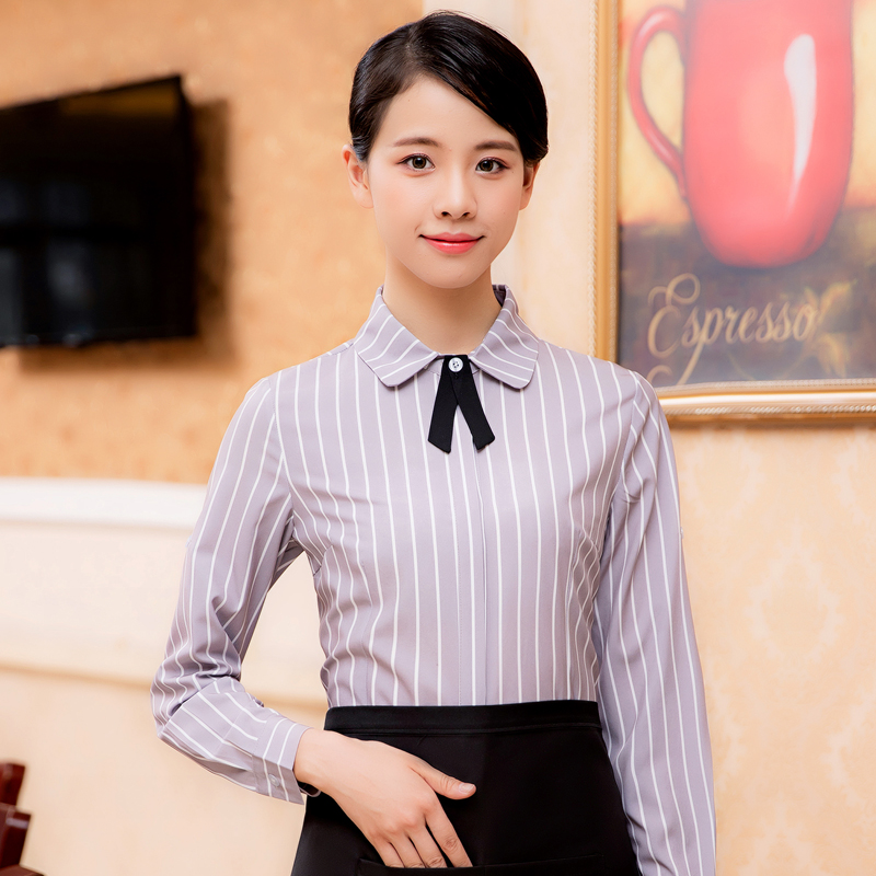 quần áo công việc Waiter của ngắn tay của nam giới và phụ nữ đồng phục khách sạn Tây nhà hàng cafe ăn uống áo sữa quán trà quần áo làm việc