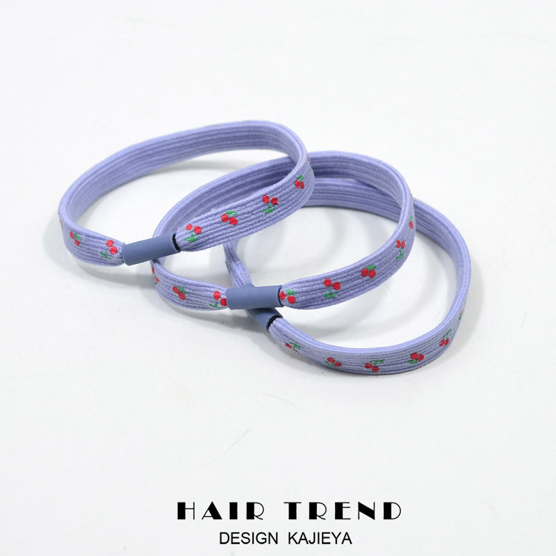 Cherry printing baseline headline Japan and Korea Xiaoqing cute flat hair rope female hair high elastic leather band