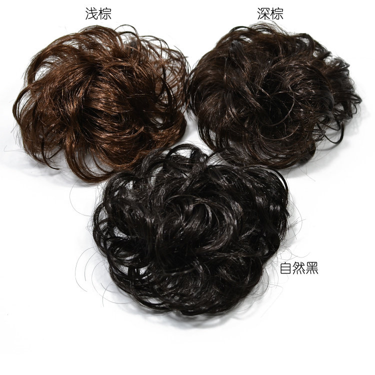 Semi-shot head wig female disc hairdresser wig bag flower hair decoration head flower hair ring fluffy emulation wig hair ring