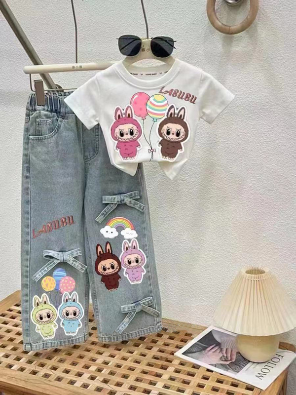 Labubu Pants and Jeans Set 2026 New Model Labubu Children's Clothing Labubu Kids' Clothing Set Children's Clothing