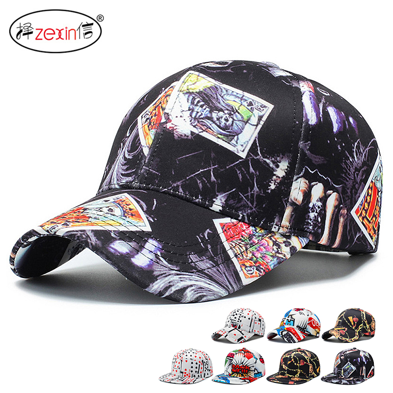 Hat Men And Women Trendy Elements Baseball Caps Han Edition Fashion Street Tide Hat Hip Hop Poker Hat Outdoor Street Dance Hat