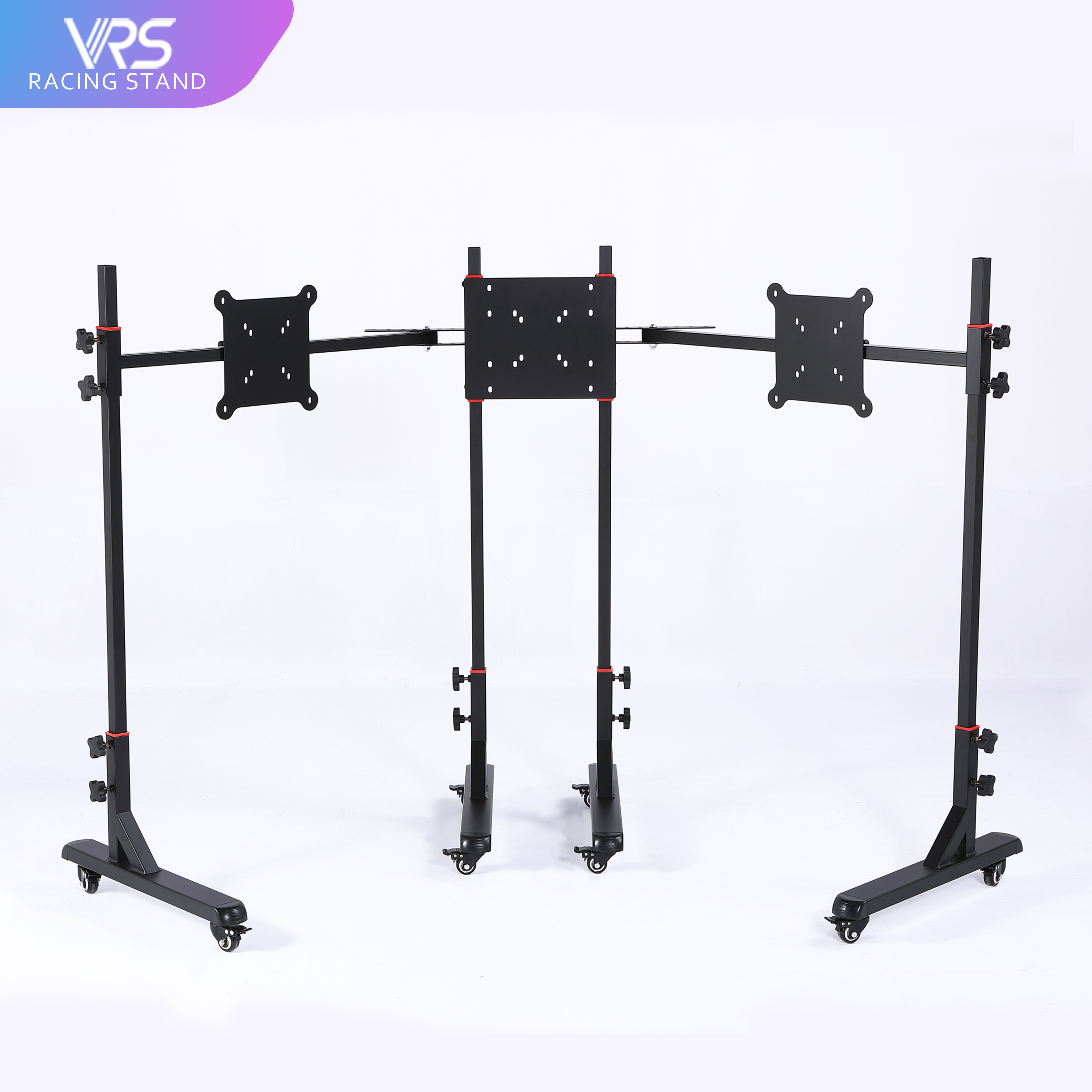 VRS racing three-screen bracket LCD screen floor pylons with rollers can be moved to the TV display bracket