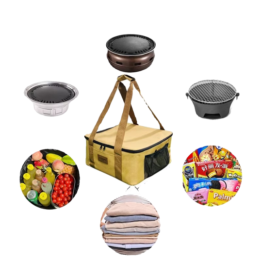 Barbecue Grill Storage Bag, Picnic Bag, Charcoal Stove Storage Bag, Grill Net Stove Tote Bag, Waterproof Large-Capacity Cookware Bag