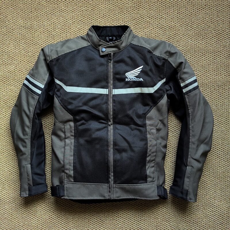Motorcycle Riding Suit Mesh Breathable Anti-Fall Motorcycle Jacket Retro Splicing Reflective Rider Racing Suit Gray
