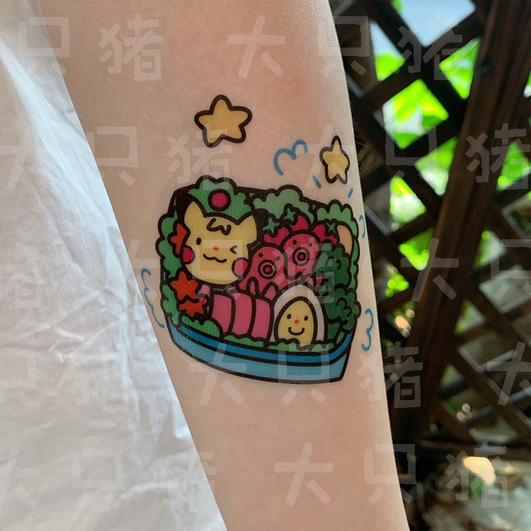 (Large Pig at home) Piccard boxed with original cartoon waterproof cute flower arm Teen Tattoo Sticker