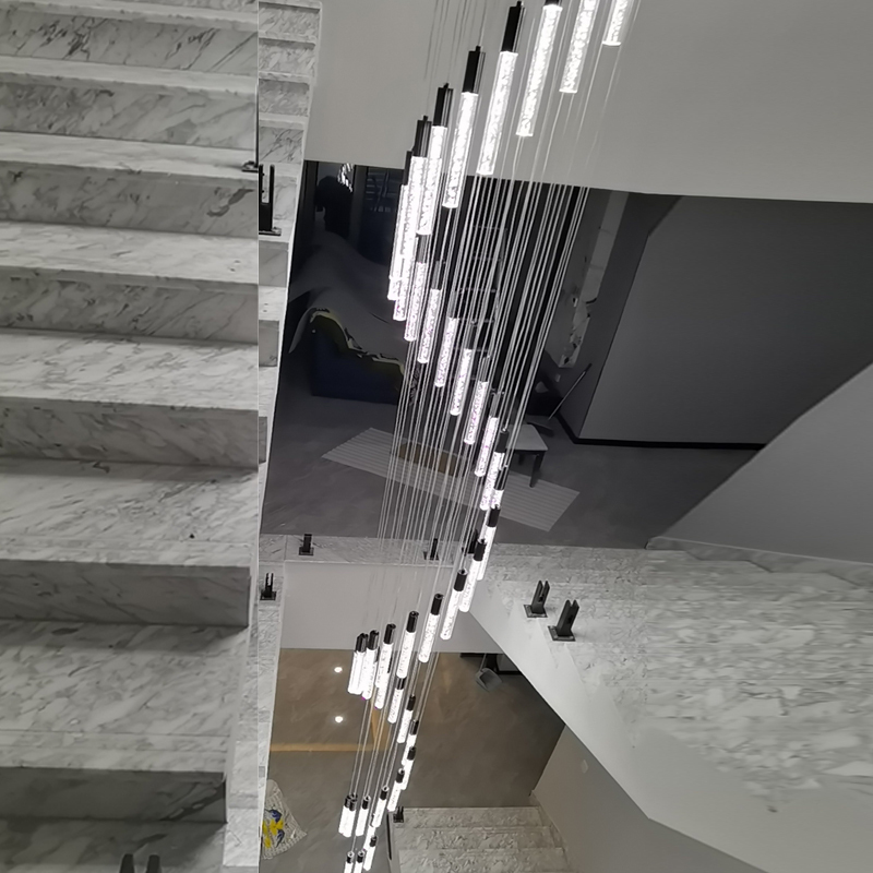 Staircase Light for Villa Self-Built House 10m Extra-Long Rotating Staircase Hollow Long Pendant Light Duplex Open Stairwell Light