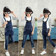 Cô gái denim bib 2018 mới mùa thu trẻ em quần denim đại dương cậu bé lớn mùa xuân và mùa thu quần bé gái