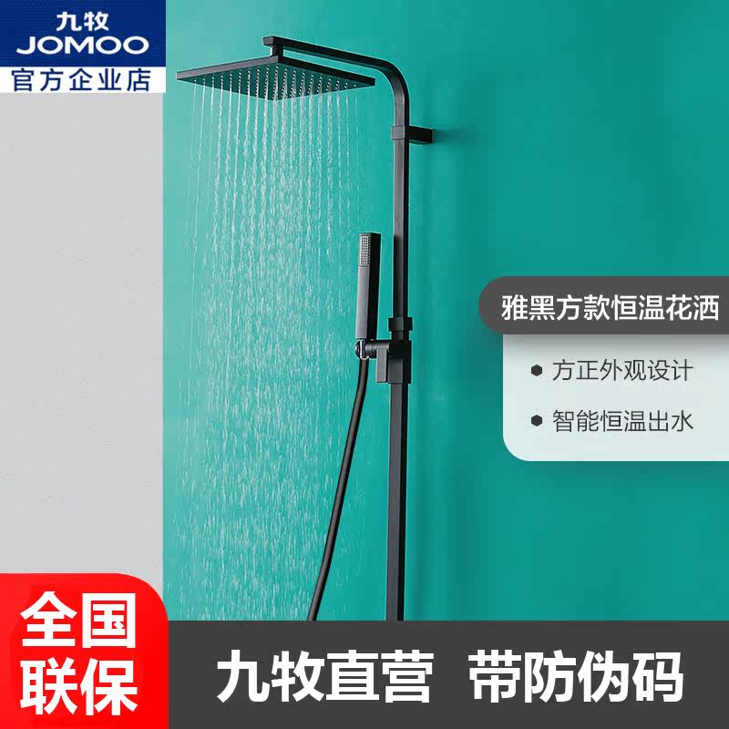 Nine-pastoral bathroom shower shower black square shower head shower nozzle bathing thever thermostatic shower head 26119
