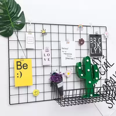 Black coarse mesh mesh mesh sub adhesive hook iron frame hanging wall barbed wire iron photo wall jewelry display stand stall