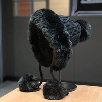 Черный/волосатый шариковой кулон/плюшевая кепка с бриллиантами