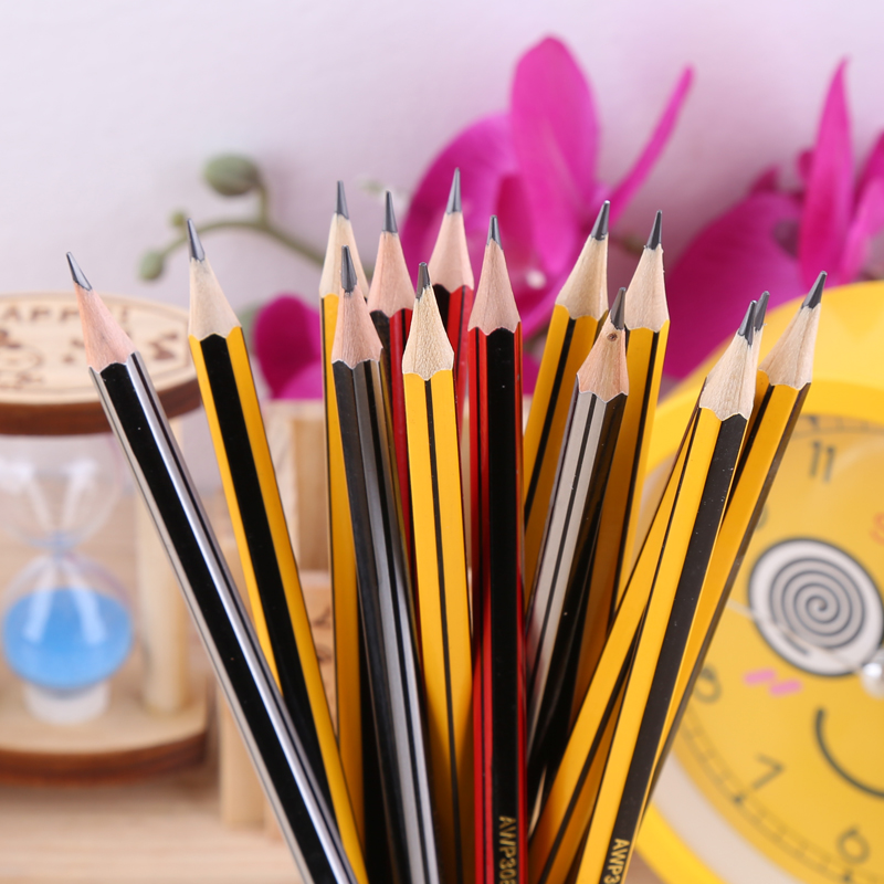 Morning light stationery 2B pencil HB wooden pole 2 bihexagonal triangular cylindrical elementary school children writing wood pencil 