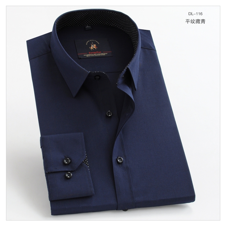 Cổ áo sơ mi trắng nhỏ tay nam dài tay trẻ trung màu rắn phiên bản Hàn Quốc của chiếc áo sơ mi Slim tập thể dục nam đẹp nhất sự nghiệp mùa thu sơ mi kẻ caro