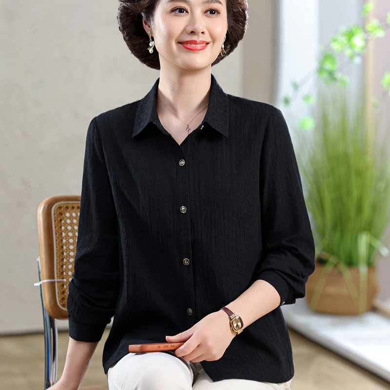 Hengyuanxiang Summer Clothing for Mothers, Women's Long-Sleeved Collared Shirt, Loose Button-Down Top for Middle-Aged and Elderly, Stylish Shirt That Makes You Look Younger Hengyuanxiang Summer Clothing for Mothers, Women's Long-Sleeved Collared Shirt, Loose Button-Down Top for Middle-Aged and Elderly, Stylish Shirt That Makes You Look Younger
