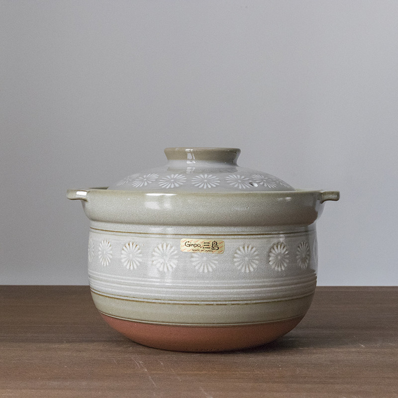 Pre-small Aoikawa Machiya Japan imported Manga yaki hana Mishima casserole stew clay pot Japanese soup pot large capacity 4L