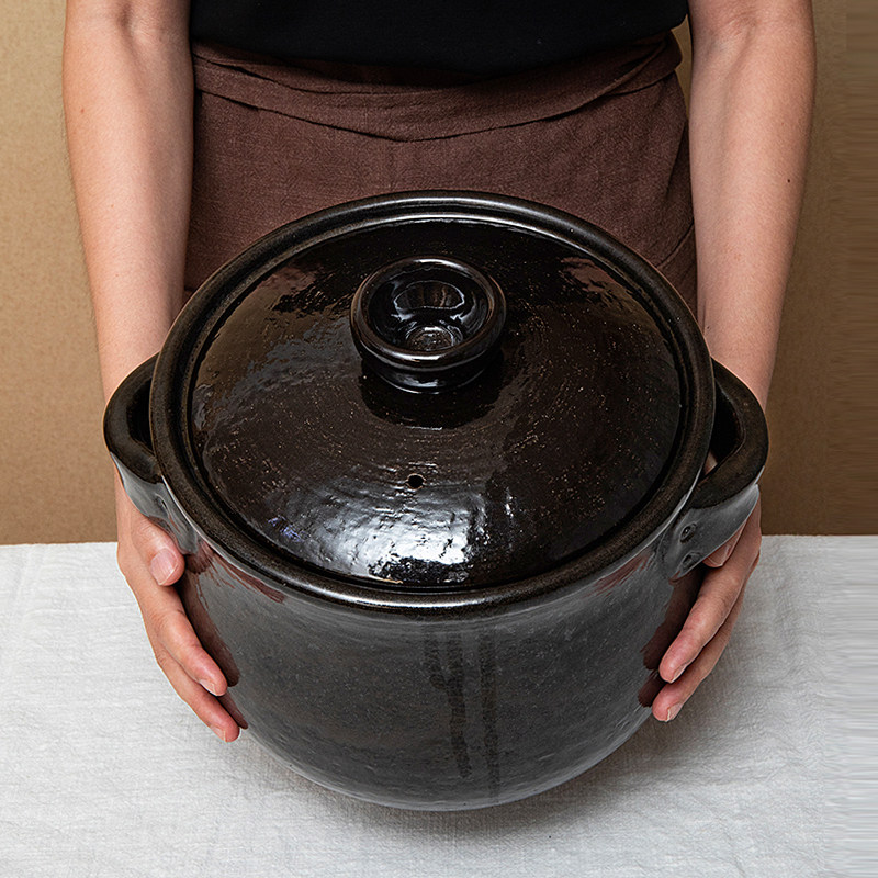 Japan Import Letter Music Burning 6-pan Kiln Clay Pan Casserole stock Saucepan Saucepan Pan Clay full glazed full-glaze Large-capacity casserole