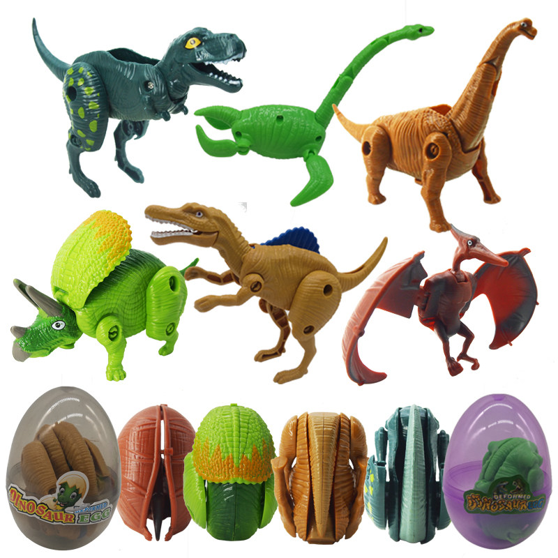 Children's puzzle dinosaur deformed egg toy animal model Fighter King Set assembly Otti egyman boy gift