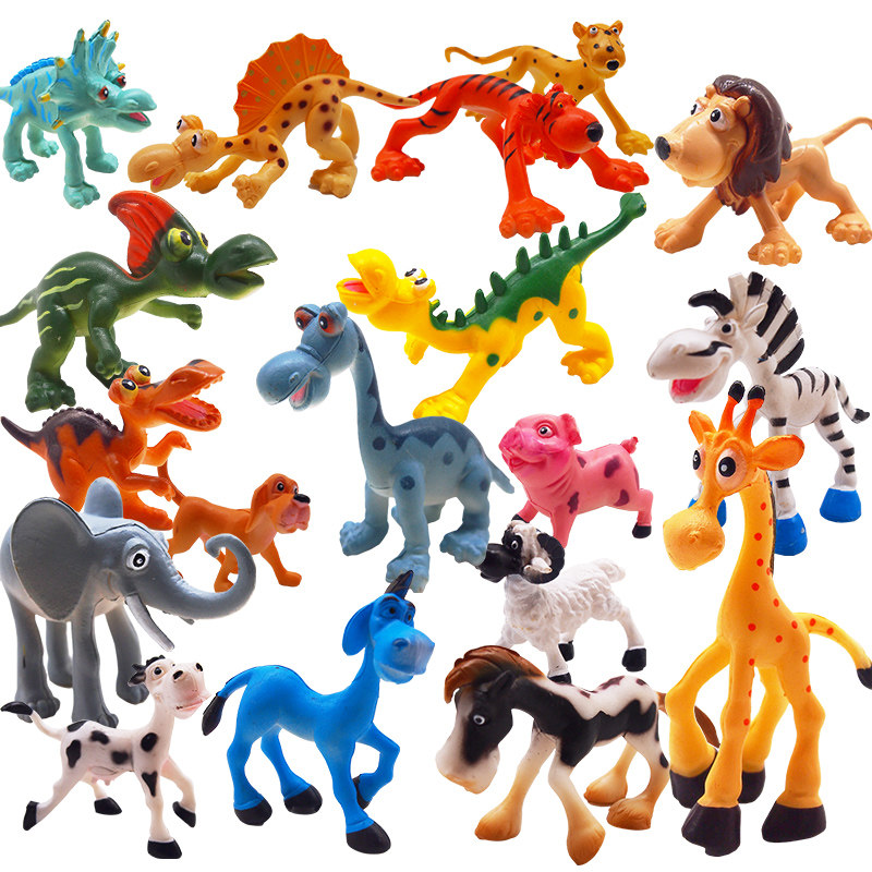 Children's Dinosaur Toy Set Cute Cartoon Simulation Solid Wild Animal Model Plastic Tyrannosaurus Rex Ranch 3