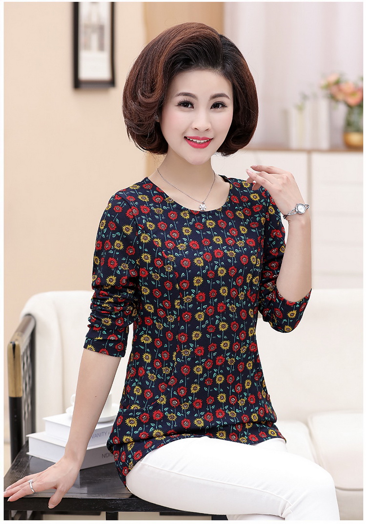 Áo sơ mi nữ dài tay mùa xuân và mùa thu dài tay thả lỏng mẹ tải áo dài áo sơ mi nữ trung niên áo kiểu trung niên hàn quốc