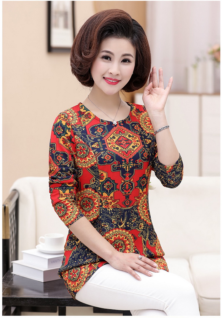 Áo sơ mi nữ dài tay mùa xuân và mùa thu dài tay thả lỏng mẹ tải áo dài áo sơ mi nữ trung niên áo kiểu trung niên hàn quốc