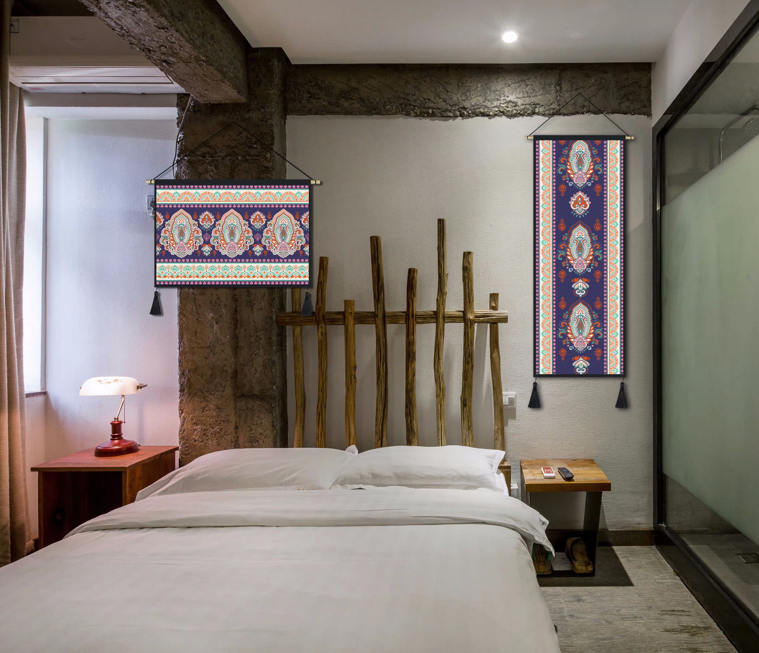 Phong cách dân tộc B & B trang trí Tấm thảm trang trí bằng vải sơn phòng ngủ cạnh tường phòng khách treo vải tấm vải treo tường
