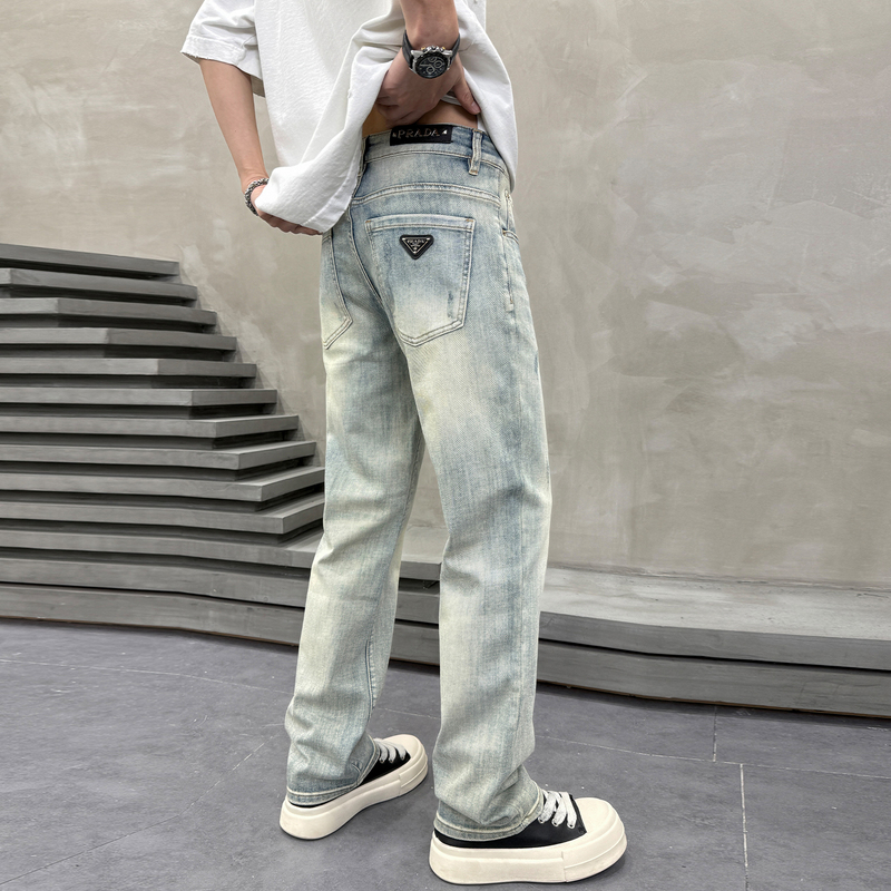 High-End Retro Loose Jeans for Men, Straight-Leg, Stretchy, New Autumn Style, European Casual, Light Luxury, Versatile Pants for Young People