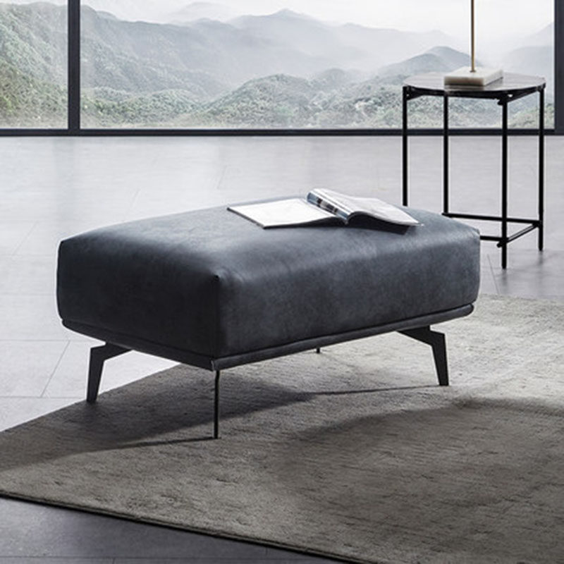 Nordic simple light luxury home leather household silicone leather living room sofa stool dark gray cloakroom shoe changing stool