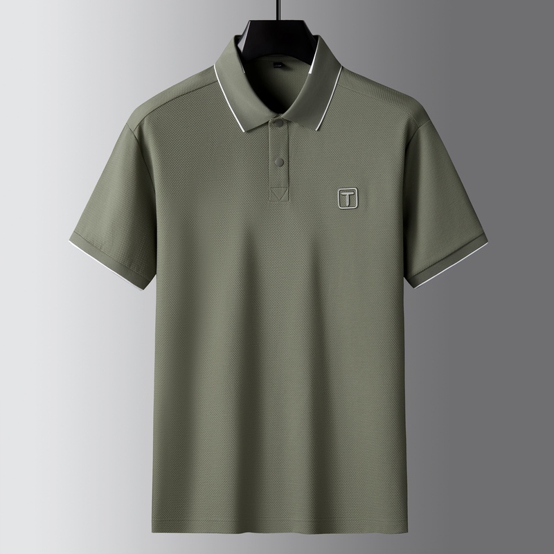 Plus-Size Woodpecker Men's Polo Shirt with a Turn-Down Collar, Short-Sleeve, Summer Loose Fit, Breathable, Business Casual T-Shirt, Trendy