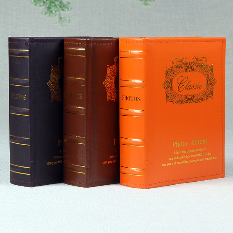 Retro Round Back Movie Set 4R6 Inch 200 Sheets Of Leather Face Bookbinder Black Inner Page Photo Book Creative Office Courtesy