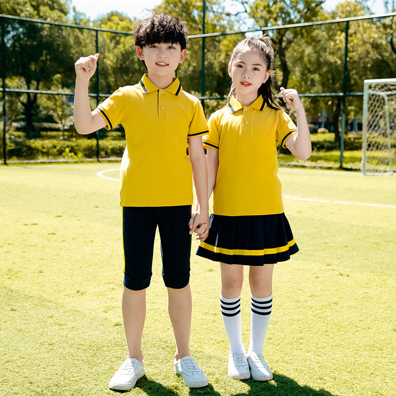 Kindergarten garden uniform summer short-sleeved primary school uniform suit children's class uniform sports yellow cotton value recommendation