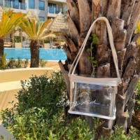 Бежевая пляжная сумка через плечо, 19×13×15см