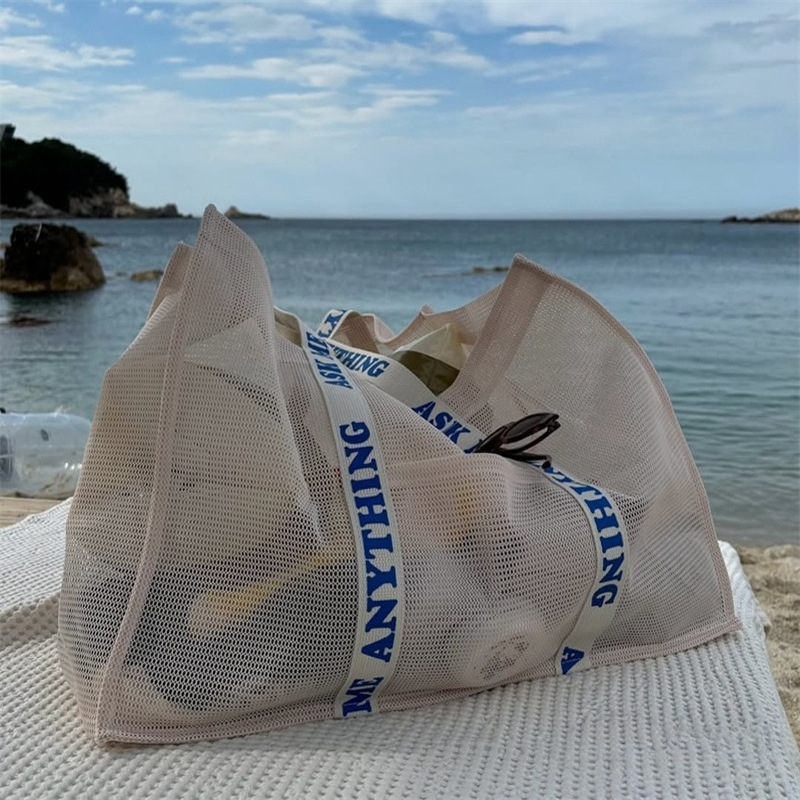 Ins Korean Style Single-Shoulder Large-Capacity Beach Bag Mesh Beach Bag Tote Bag Outdoor Swimming Special Bag Shoulder Bag Ins Korean Style Single-Shoulder Large-Capacity Beach Bag Mesh Beach Bag Tote Bag Outdoor Swimming Special Bag Shoulder Bag