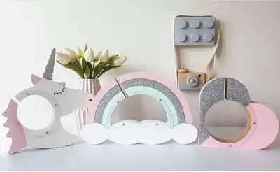 ins Wind wooden macaron color rainbow piggy bank piggy bank children's room decoration decoration creative photography props