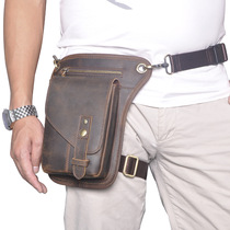 Retro Crazy Horse Leather Belt Bag Mens Genuine Leather Outdoor Cycling Sports Multifunctional Large Capacity Mobile Phone Bag Shoulder Messenger Bag
