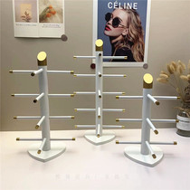 White lacquered glasses display rack light luxury glasses holder sunglasses frame multi-layer display window display rack