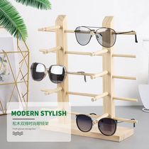 Glasses props decoration ornaments glasses store display solid wood display stand double row solid wood glasses display stand