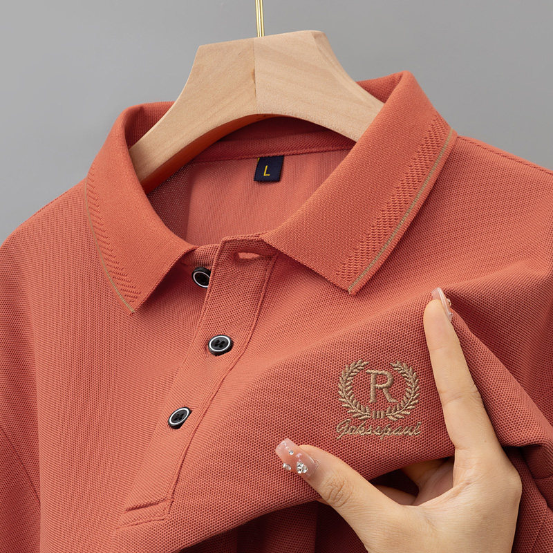 European Trendy Brand Summer Polo Shirt 2026 Middle-Aged Men's Short-Sleeved T-Shirt New Pure Cotton Polo High-End Embroidered Collar