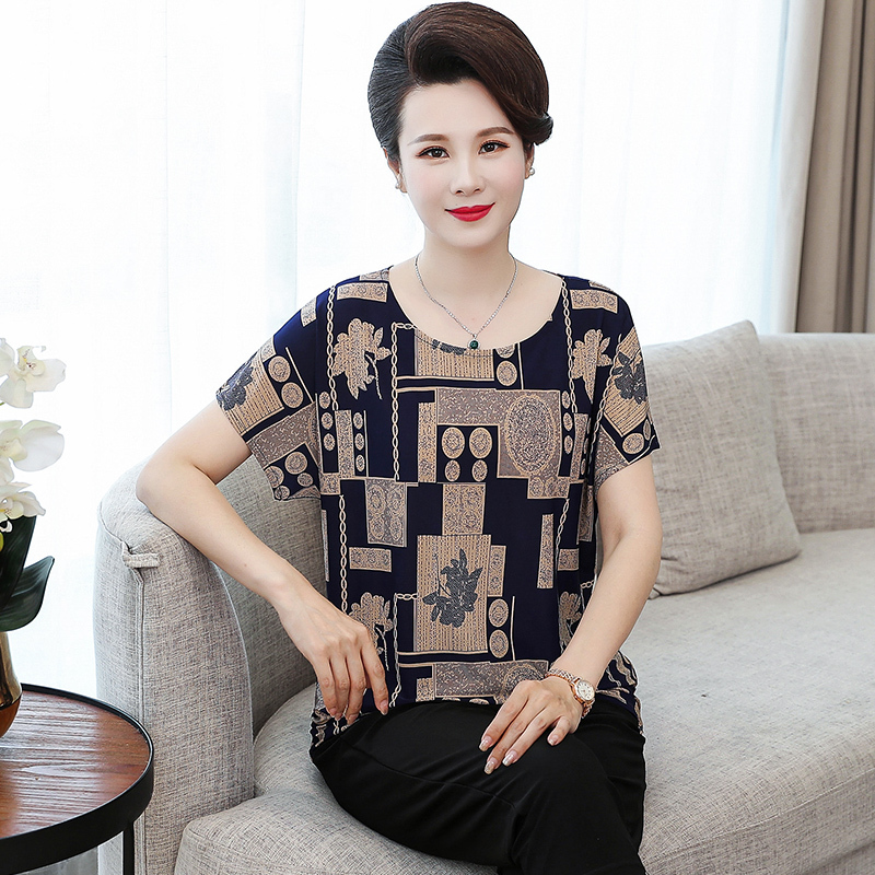 New Summer Tops for Mothers, Plus-Size Women's Short-Sleeved T-Shirts for Middle-Aged and Elderly Women Aged 40-50, Extra Large Size Base Shirts New Summer Tops for Mothers, Plus-Size Women's Short-Sleeved T-Shirts for Middle-Aged and Elderly Women Aged 40-50, Extra Large Size Base Shirts