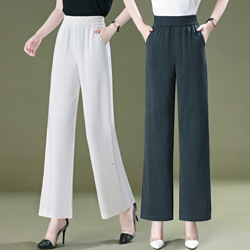 Mulberry Silk Wide-Leg Pants for Women Summer Thin 2025 High-Waisted Silk Women's Pants Loose Casual Straight Pants
